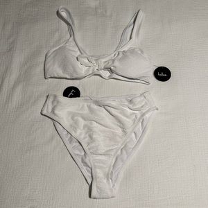 NWT and Liner - Lulus White Made For Sun Tie-Front and High-Waisted Bikini L